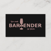 Rose Gold & Black Event Bartender Business Card 名刺 (正面)