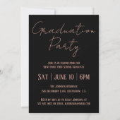 Rose Gold & Black Grad Party Photo Invitation 招待状 (裏面)