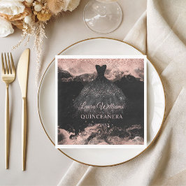 Rose Gold & Black Princess Quinceañera  スタンダードランチョンナプキン