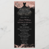 Rose Gold & Black Quinceañera Order of Events プログラム (正面)