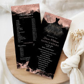 Rose Gold & Black Quinceañera Order of Events プログラム