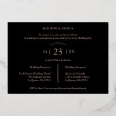 Rose Gold Black Trendy Wedding Photo Real Metallic 箔招待状 (裏面)