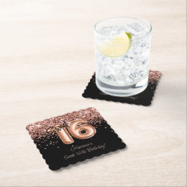 Rose Gold Blacki Sweet 16th 誕生日パーティー ペーパーコースター