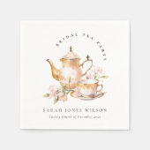 Rose Gold Blumen Tee-Set Braut-Show-Teeparty スタンダードカクテルナプキン (正面)