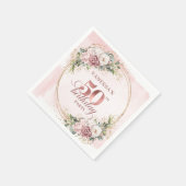 Rose Gold Blush Floral 50th Birthday Party Napkins スタンダードカクテルナプキン (角)