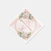 Rose Gold Blush Floral Greenery Napkin Mis Quince スタンダードカクテルナプキン (角)