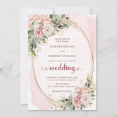 Rose Gold Blush Floral Greenery Wedding Invitation 招待状 (正面)