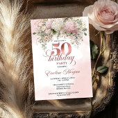 Rose Gold Blush Garden Floral 50th Birthday Invite 招待状