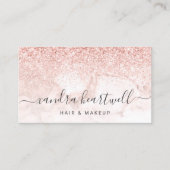Rose Gold Blush Marble Glitter Script Appointment 名刺 (正面)