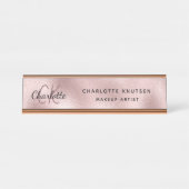 Rose gold blush monogram modern professional デスクネームプレート (正面)