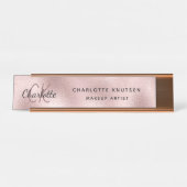 Rose gold blush monogram modern professional デスクネームプレート (正面)