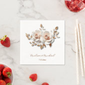 Rose Gold Blush Pink 3Dバラの名前の結婚式 スタンダードカクテルナプキン (インサイチュ)
