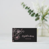 Rose Gold Blush Pink Black Floral | QRコード 名刺 (スタンド正面)