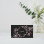 Rose Gold Blush Pink Black Floral | QRコード 名刺 (スタンド正面)