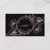 Rose Gold Blush Pink Black Floral | QRコード 名刺 (正面)