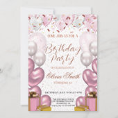 Rose Gold & Blush Pink Elegant Birthday Party  招待状 (正面)