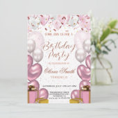 Rose Gold & Blush Pink Elegant Birthday Party  招待状 (スタンド正面)