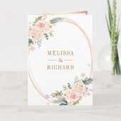 Rose Gold Blush Pink Floral QR Code Wedding 招待状 (正面)