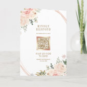 Rose Gold Blush Pink Floral QR Code Wedding 招待状 (裏面)