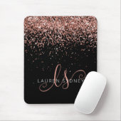 Rose Gold Blush Pink Glitter Metal Monogram Name マウスパッド (マウス)