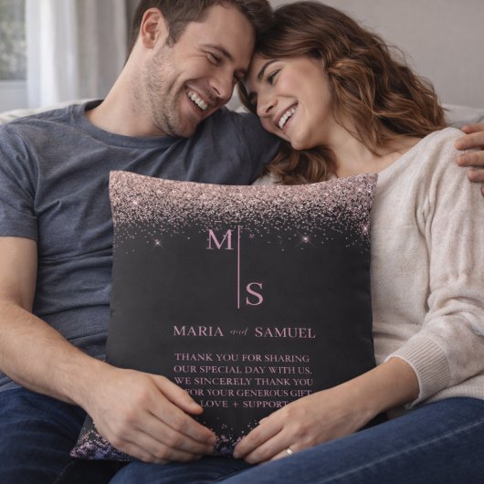 Rose Gold Blush Pink Silver Glitter Script Persona クッション