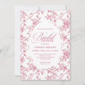 Rose Gold Blush Toile Roses Floral Bridal Shower   招待状 (正面)