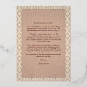 Rose Gold Bohemian Tribal Textile Background Photo 箔招待状 (裏面)