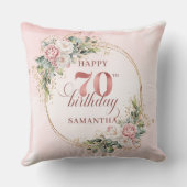 Rose Gold Boho Eucalyptus Pillow 70th Birthday  クッション (裏面)