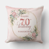 Rose Gold Boho Eucalyptus Pillow 70th Birthday  クッション (正面)