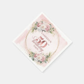 Rose Gold Botanical Blush 50th Birthday Party スタンダードカクテルナプキン (角)