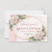 Rose Gold Botanical Boho Thank You Card for Quince サンキューカード (正面)