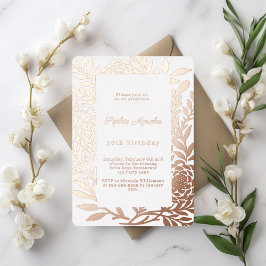 Rose gold botanical luxury birthday 箔招待状