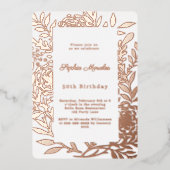 Rose gold botanical luxury birthday 箔招待状 (正面)