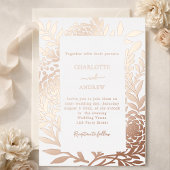 Rose gold botanical luxury wedding 箔招待状