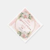 Rose Gold Botanical Napkins for Quinceañera Party スタンダードカクテルナプキン (角)