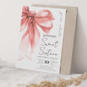 Rose Gold Bow Coquette Script Sweet 16 Party  招待状