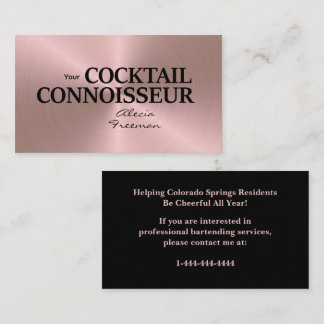 Rose Gold Brushed Event Bartender Business Card 名刺