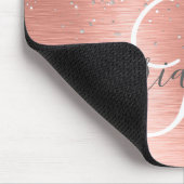 Rose Gold Brushed Metal Glitter Monogram Name マウスパッド (コーナー)