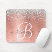 Rose Gold Brushed Metal Glitter Monogram Name マウスパッド (マウス)