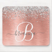 Rose Gold Brushed Metal Glitter Monogram Name マウスパッド (正面)