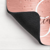Rose Gold Brushed Metal Glitter Monogram Name マウスパッド (コーナー)