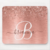 Rose Gold Brushed Metal Glitter Monogram Name マウスパッド (正面)