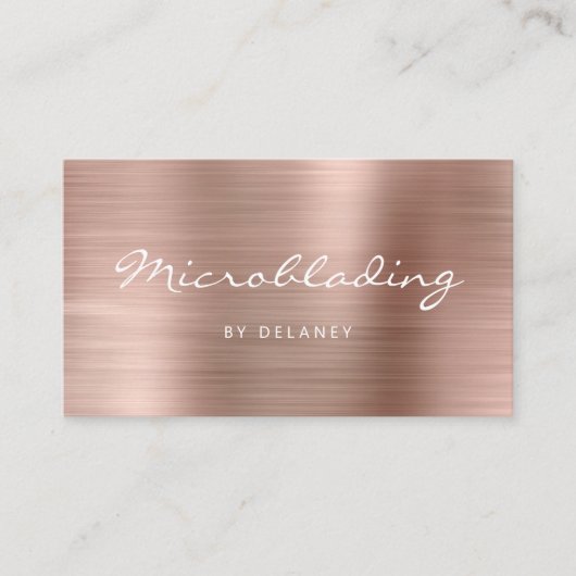 Rose Gold Brushed Metal Script Microblading 名刺 (正面)