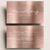 Rose Gold Brushed Metal Script Microblading 名刺