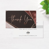 Rose Gold Burgundy Thank You Discount Cards (デスク)
