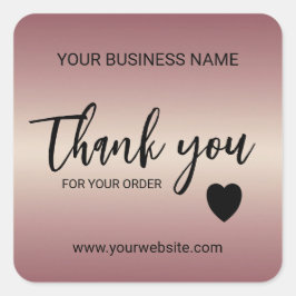 Rose Gold Business Thank You  Square Sticker スクエアシール