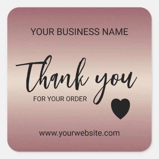Rose Gold Business Thank You  Square Sticker スクエアシール (正面)