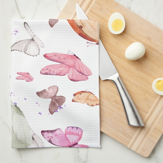 rose gold butterfly キッチンタオル (四つ折り)