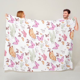 rose gold butterfly フリースブランケット