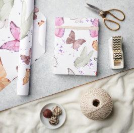 rose gold butterfly ラッピングペーパー